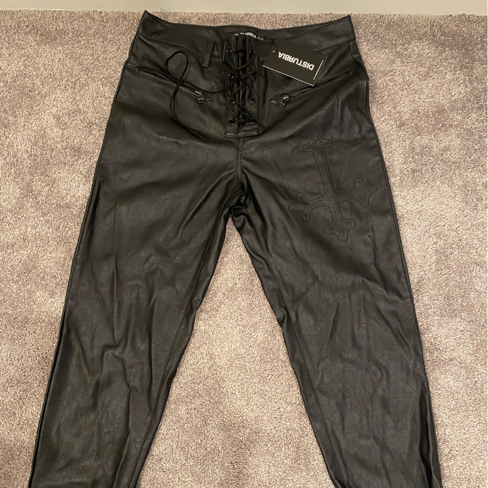 Disturbia Slain Faux Leather Pants Size UK 14